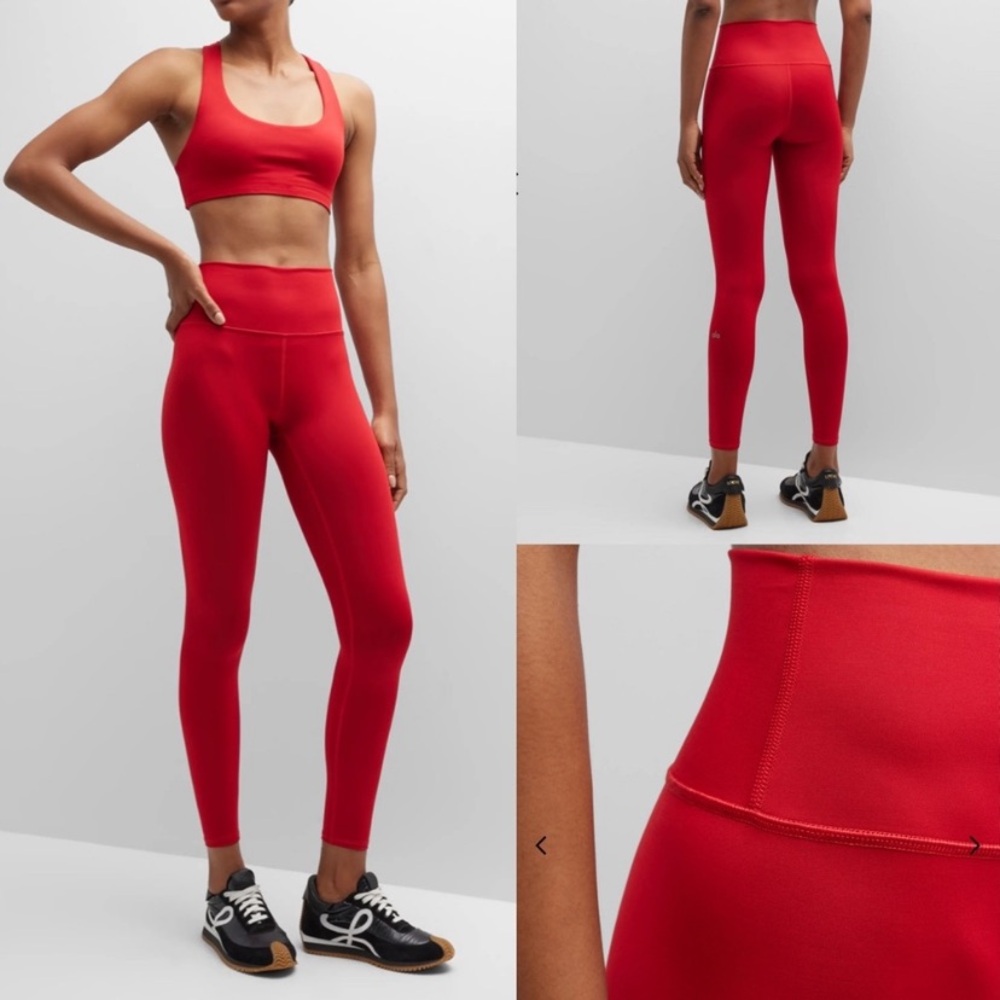 ALO YOGA HIGH-WAIST AIRLIFT 7/8 LEGGINGS OXBLOOD RED SHEEN